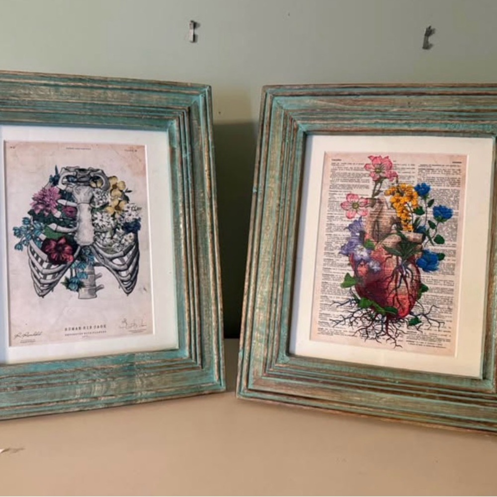 Distressed Turquoise Wood Frame - Home Accent
